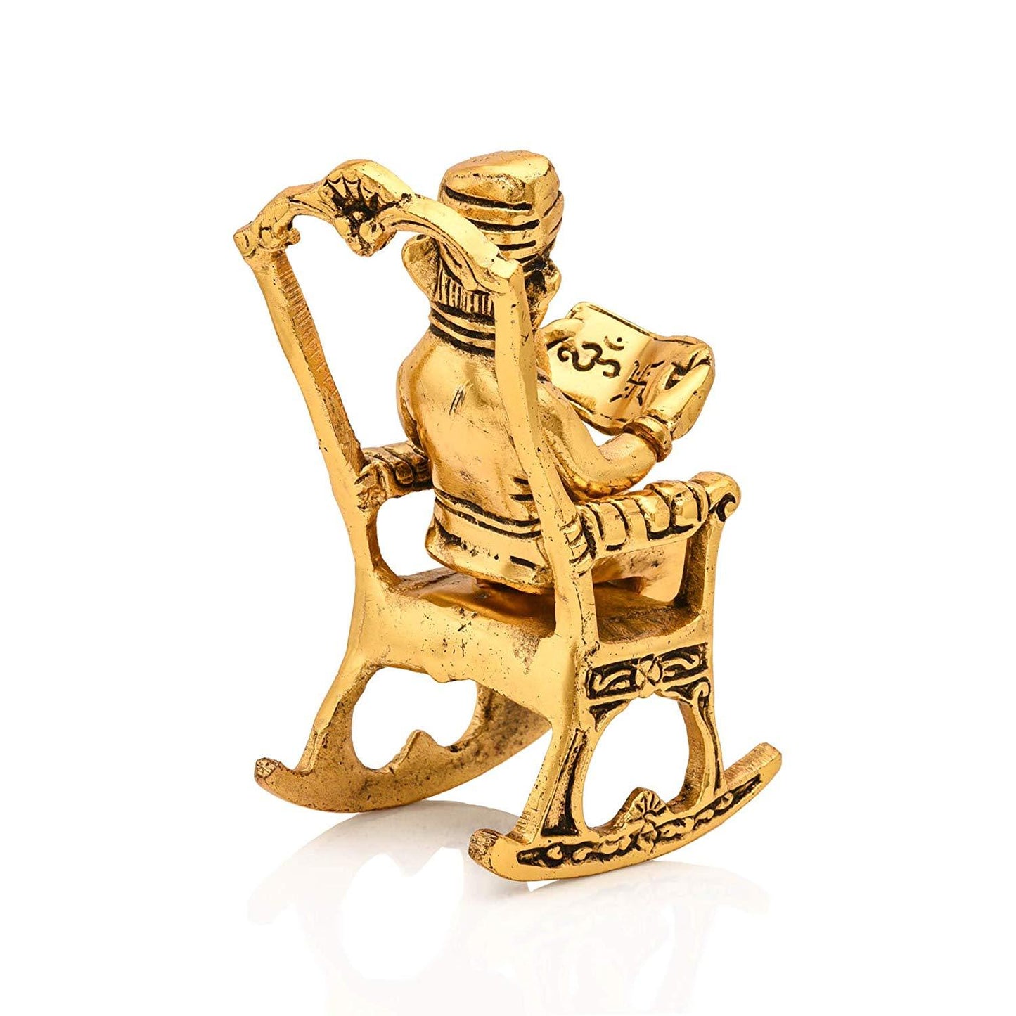 Lord Ganesha Reading Ramayana Statue Sitting on Chair