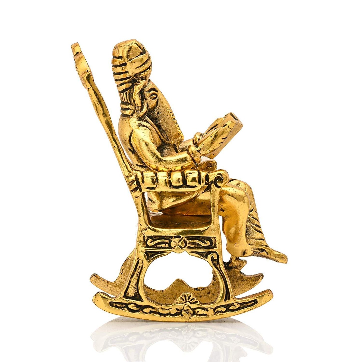 Lord Ganesha Reading Ramayana Statue Sitting on Chair