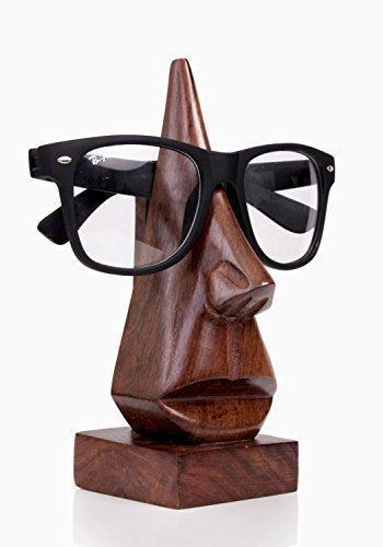 Handicraftzone Wooden Nose Shaped Specs Stand Spectacle Holder (for Desktop/Table Display Item)