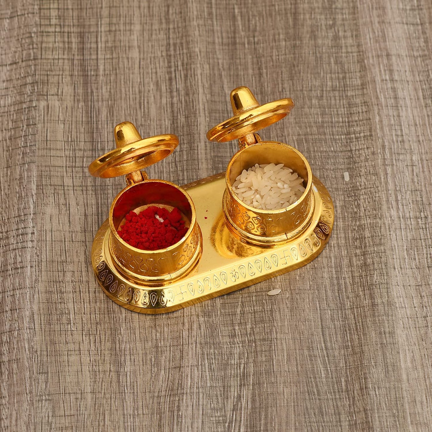 Gargi Handicraft Metal Sindoor Dani/  Sindoor Box for Pujan/ Roli Chawal Holder/  Roli Akshat Box